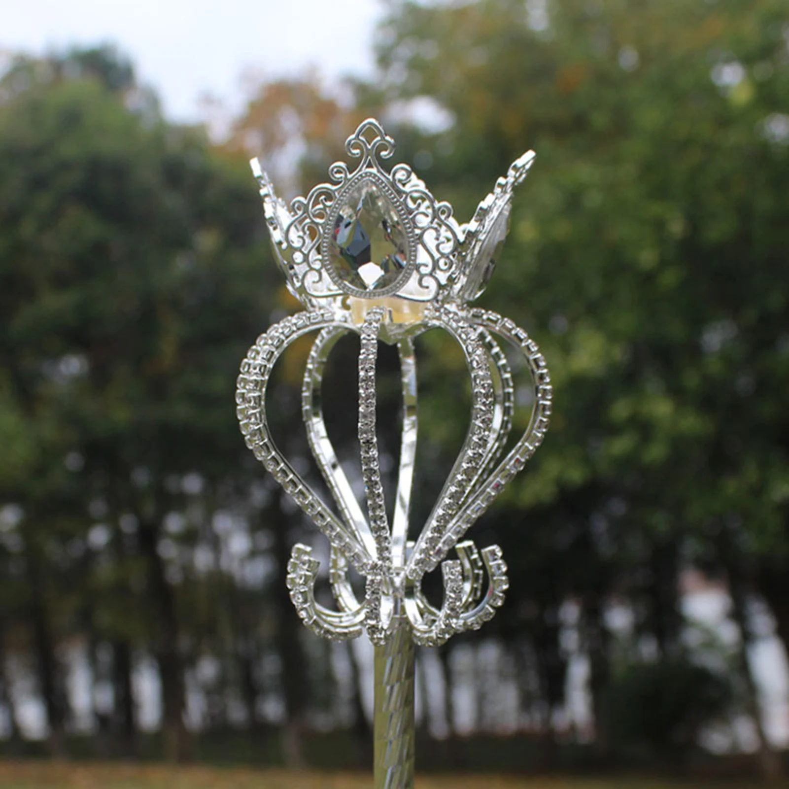 Rhinestone Party Scepter Metal Walking Role Play Fairy Crown Fairy Stick Halloween Princess Party Cosplay Goddess Scepter