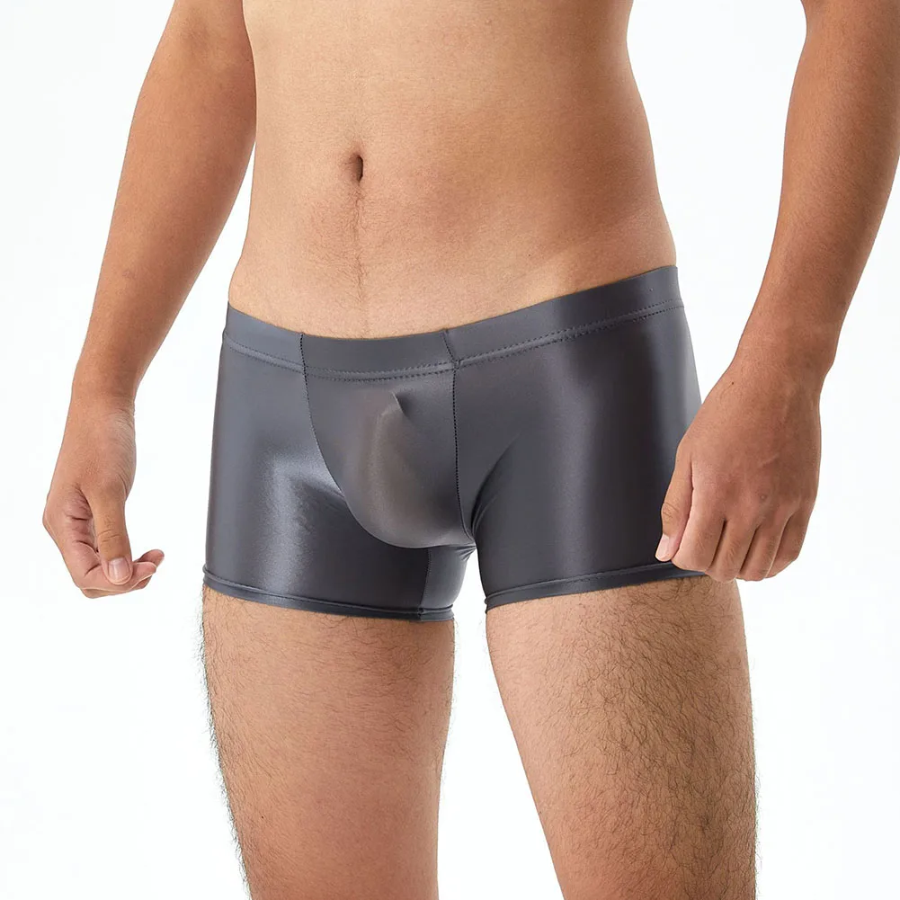 Herren glänzende glänzende Höschen glatte Boxershorts Shorts Sport Leggings Trunks sexy Unterwäsche u konvexe Beutel Schlüpfer Dessous