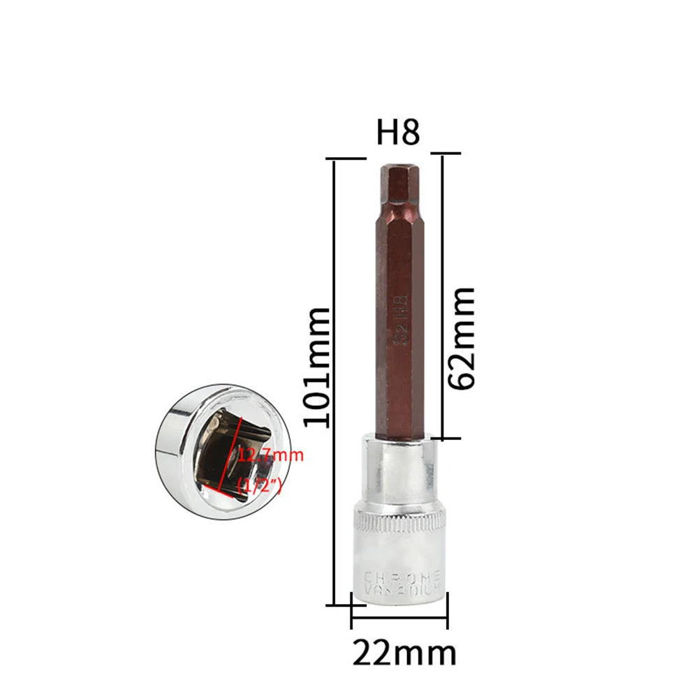 Adattatore per presa esagonale Presa per punta estesa Punta lunga 100 mm Acciaio al cromo vanadio Maneggiatura facile Cacciaviti elettrici Utensili manuali