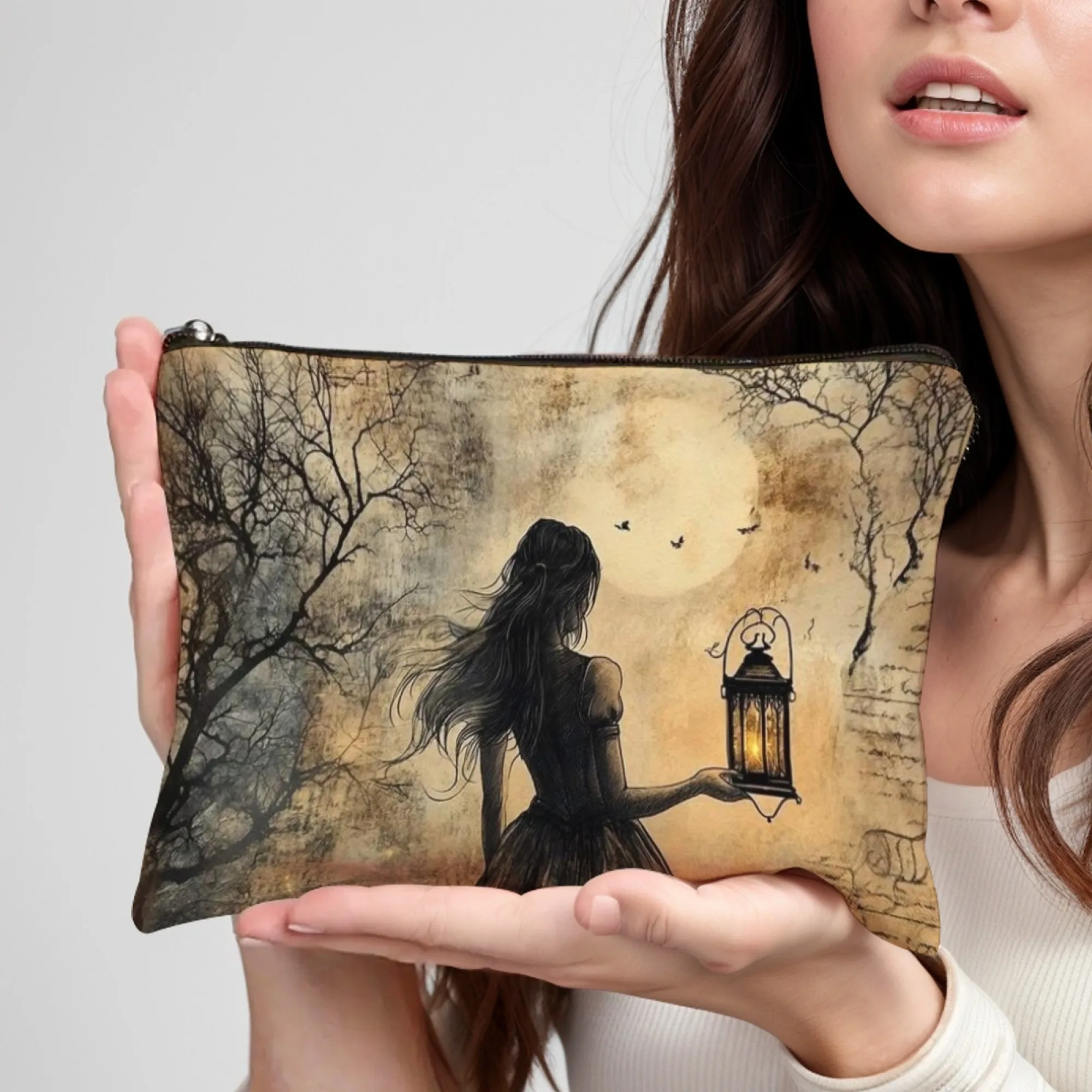 Fairy Tale Like Lantern Girl Makeup Bag Portable Large Capacity Travel Bag Cosmetics Storage Bag Makeup Bag