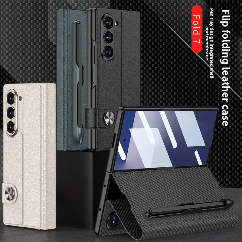 

Leather Card Slot Wallet Pen Slot Phone Cover for Samsung Galaxy Z Fold 7