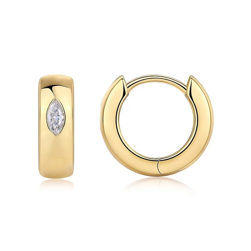 Biżuteria ze srebra próby 925 Oryginalne certyfikowane kolczyki z żółtego złota o masie 0,2 karata Marquise Cut Moissanite
