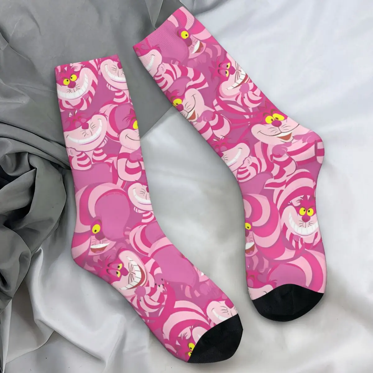 Alice In Wonderland Cheshire Cat Pattern Socks Autumn Stockings Gothic Women Men Comfortable Socks Climbing Anti Bacterial Socks