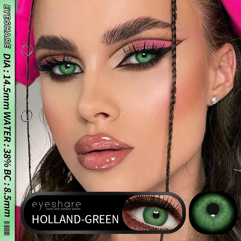 EYESHARE 1pair Green Series Color Contact Lenses For Eyes Colored Lenses Green Lenses Natural Colorful Contact Lens Yearly Use