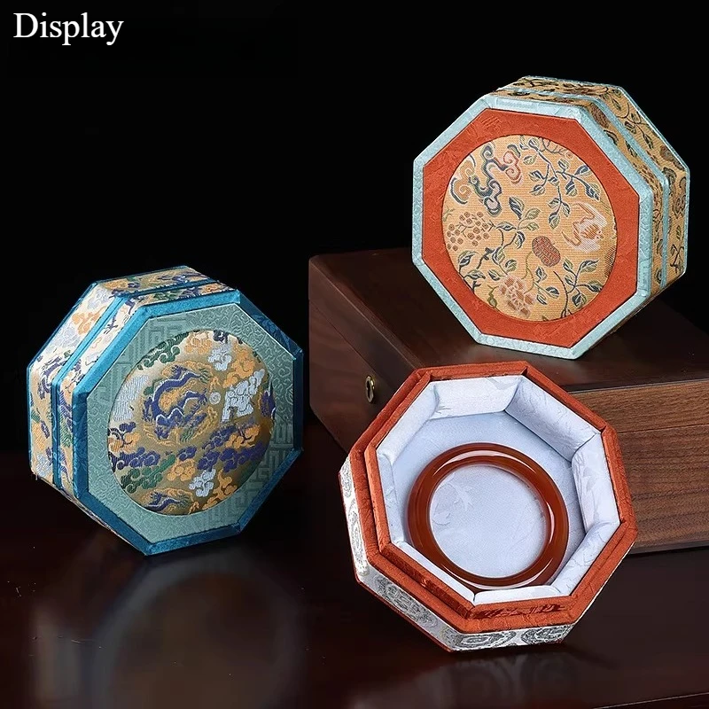 

Chinese Song Brocade Jewelry Gift Box, Antique Style Bracelet & Buddha Beads Storage Case with Lid, Luxury Wenwan Jade Pendant