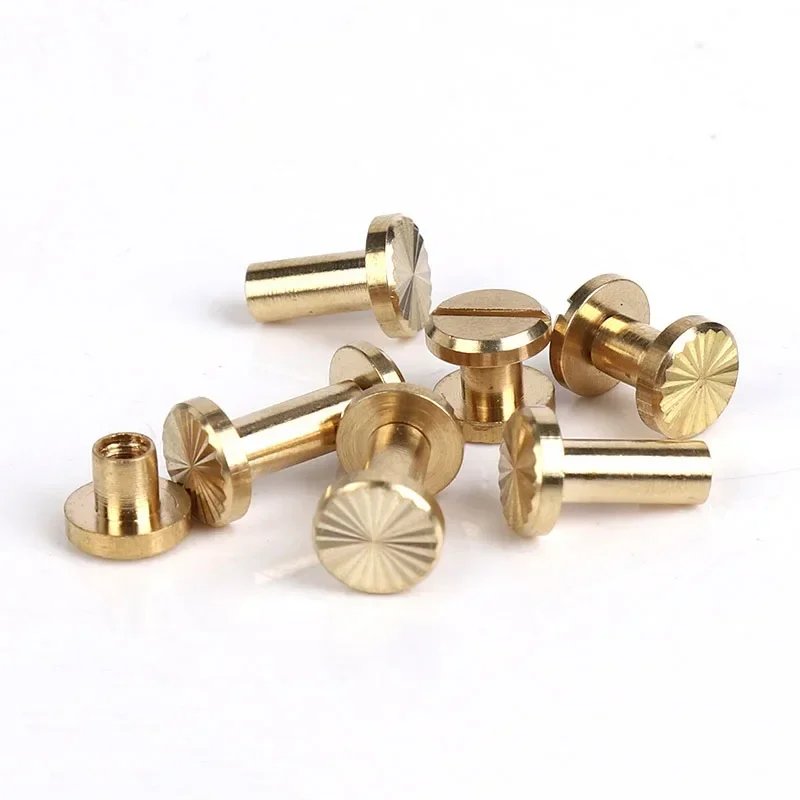 10pcs Brass Binding Chicago Screws Nails Long Studs Rivets For Photo Album Desk Calendar Leather Craft Belt Fastener 8mm Cap