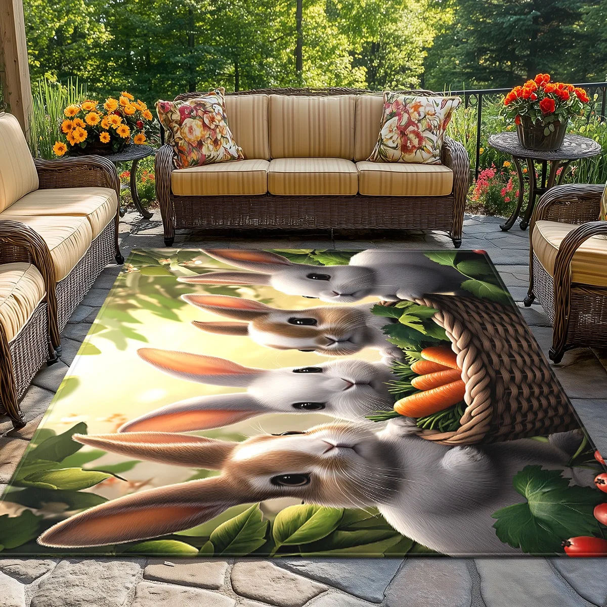 الأرنب الجزرة سلة كريستال المخملية البساط عيد الفصح الربيع موضوع لطيف الحيوان غرفة الاطفال ديكور لينة عدم الانزلاق الكلمة حصيرة #6