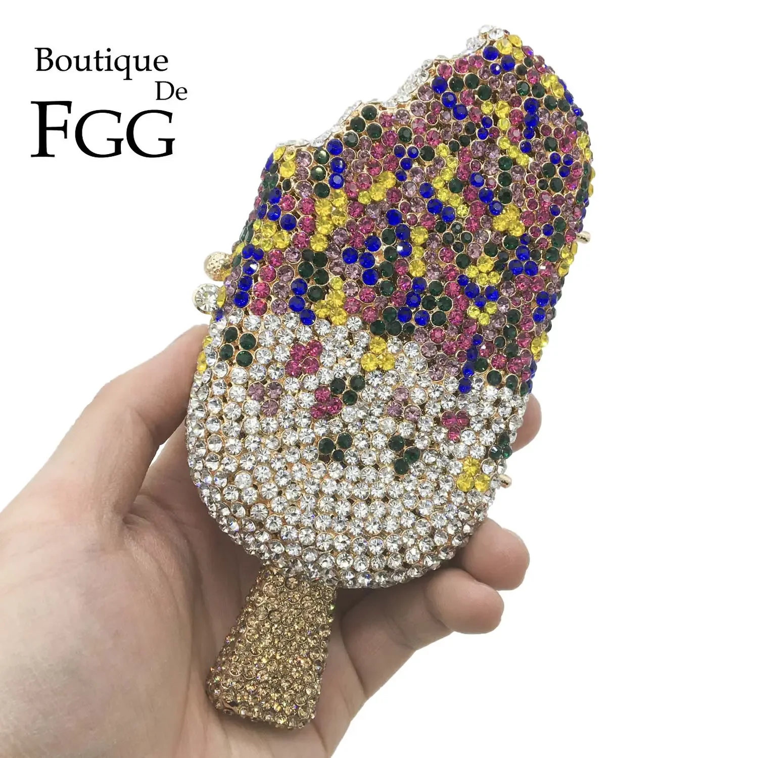 

Бутик De FGG Кошельки и сумки-клатчи с кристаллами для мороженого, вечерние сумки со стразами ручной работы, клатч для выпускного со вкусом черники