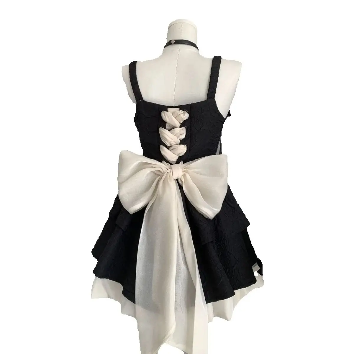 

Japan Jacquard Bow Suspender Dress With Waist Puffy Skirt Small Birthday Holiday Black Dress