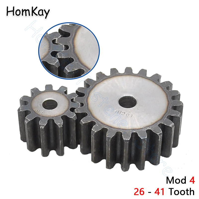 Mod 4 Spur Gear 26T-41T Metal Transmission Gears 45# Steel Thick 35mm 4M 26 27 28 29 30 31 32 33 34 35 36 37 38 39 40 41 Tooth