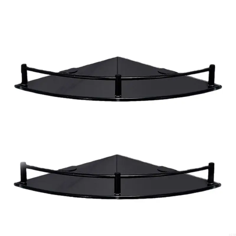 Modern Corner Mounted Shelf Strong Plastic Glass & Strong Metal Wall Mounted Corner Shelf Suitable for Small Bathroom 37JD