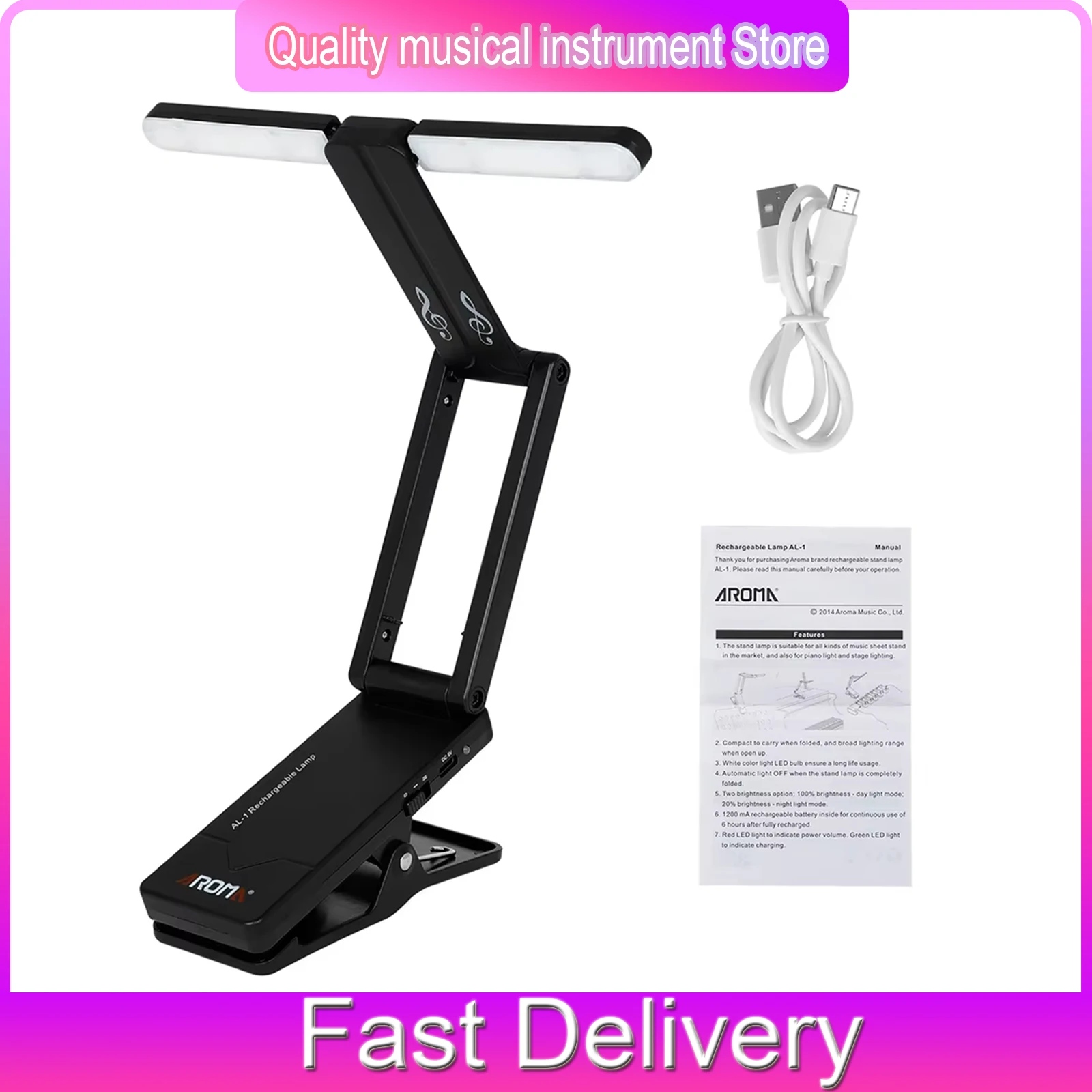 

Aroma Sheet Music Stand Light LED Adjustable Brightness Sheet Music Stand Light Collapsible Sheet Music Lights Accessories Parts