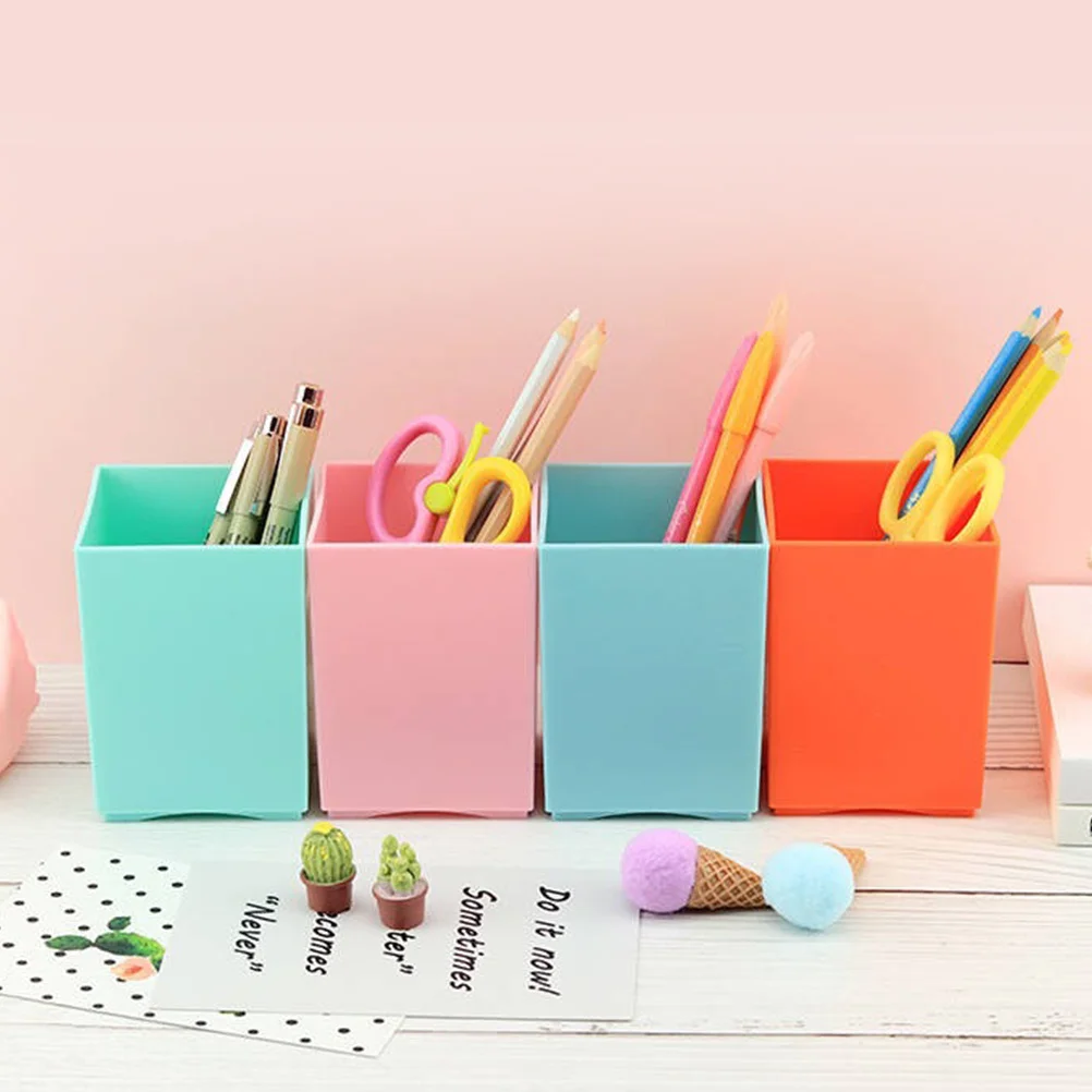 

2Pcs Plastic Pen Holder Sturdy Square Desktop Stationery Organizer Pencil Container Multipurpose Desk Organizer for School