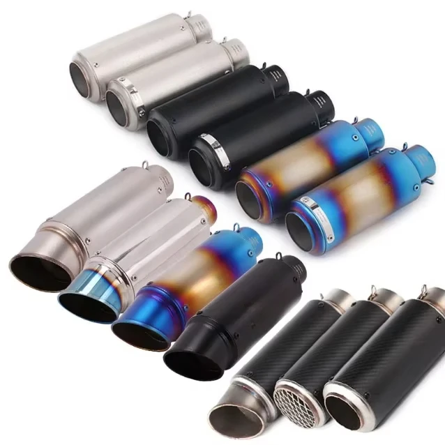 BB QUALITY Universal 51mm/60mm Motorcycle round/inclined Exhaust Pipe Muffler Carbon Fiber GP-project Exhaust Pipe Vent Muffler