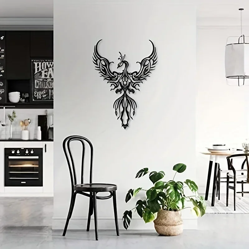 Decoración colgante de pared con diseño de Fénix de Metal, decoración artística para el hogar, oficina, sala de estar, dormitorio y baño