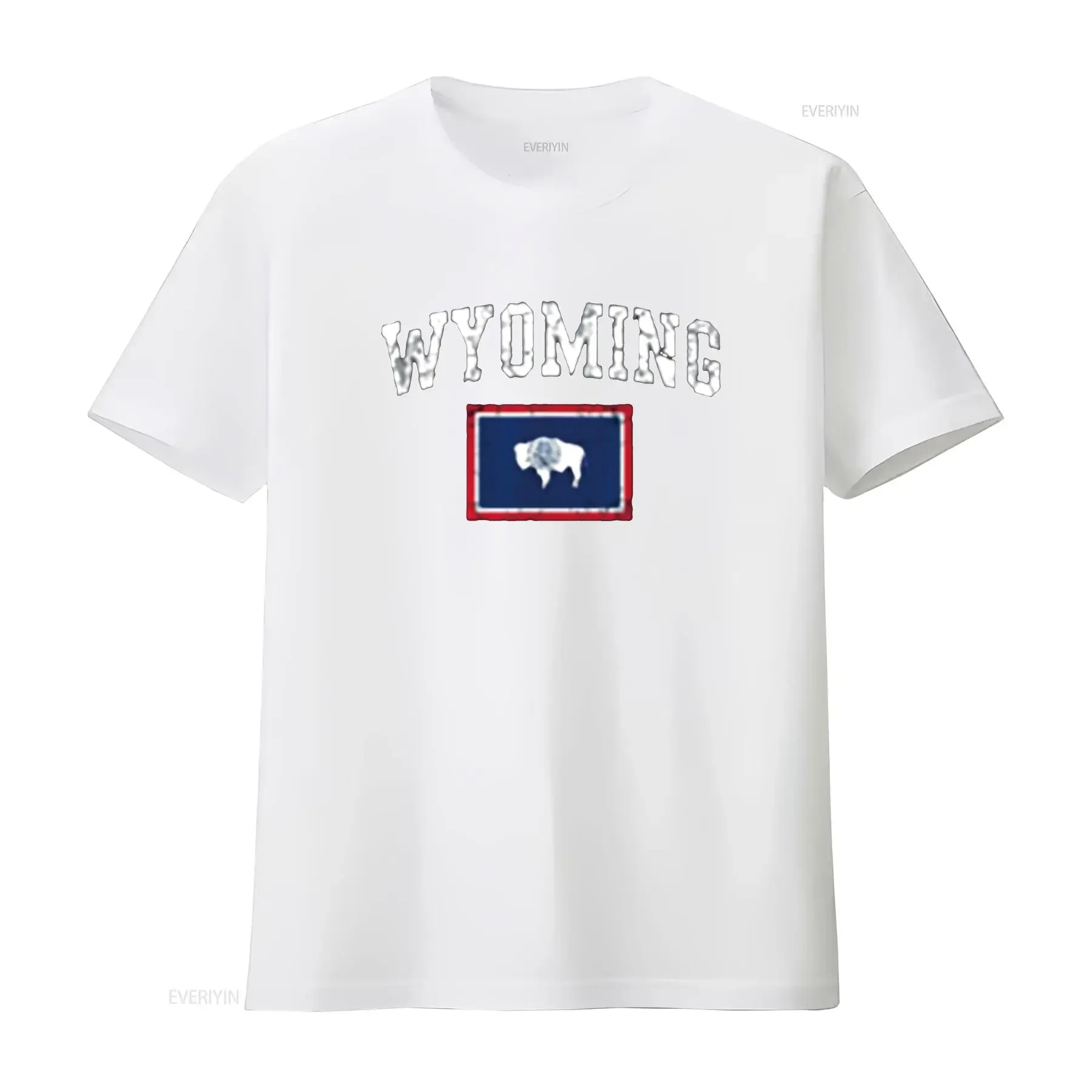 Wyoming العلم خمر تتلاشى شخصية المرأة تي شيرت الصيف بلايز ل خمر غسلها عادية للجنسين لارتداء اليومي