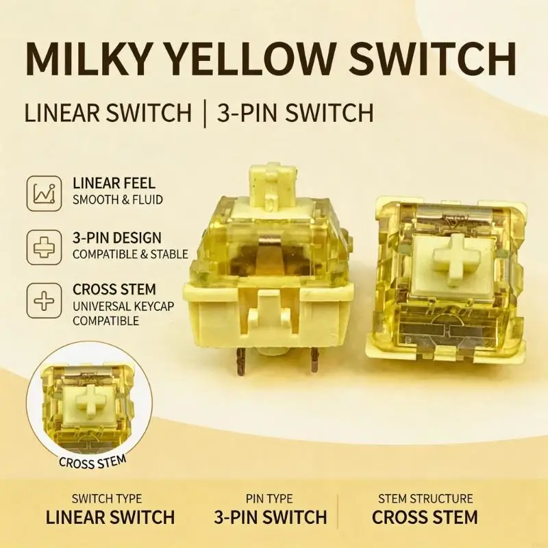 10/30/50/100Pcs Yellow Linear Switches For Mechanical Keyboard Smooth Typing Gaming Mechanical Keyboard Switches Shaft 896C