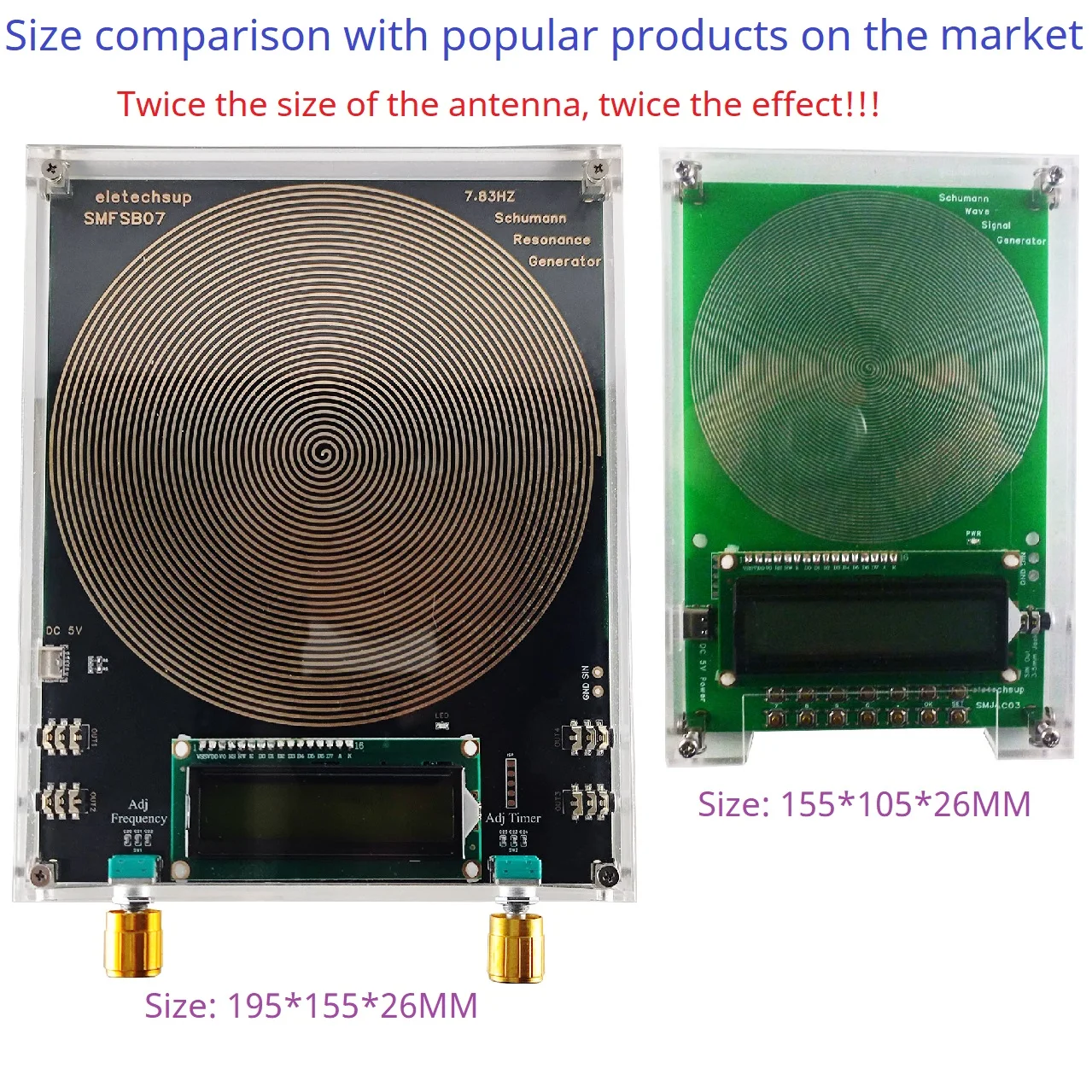 

Adjustable 0.01-100kHz Schumann Resonance Signal Generator 4 Output Pure Sine Wave 150MM Onboard Antenna Cycle Timer Function