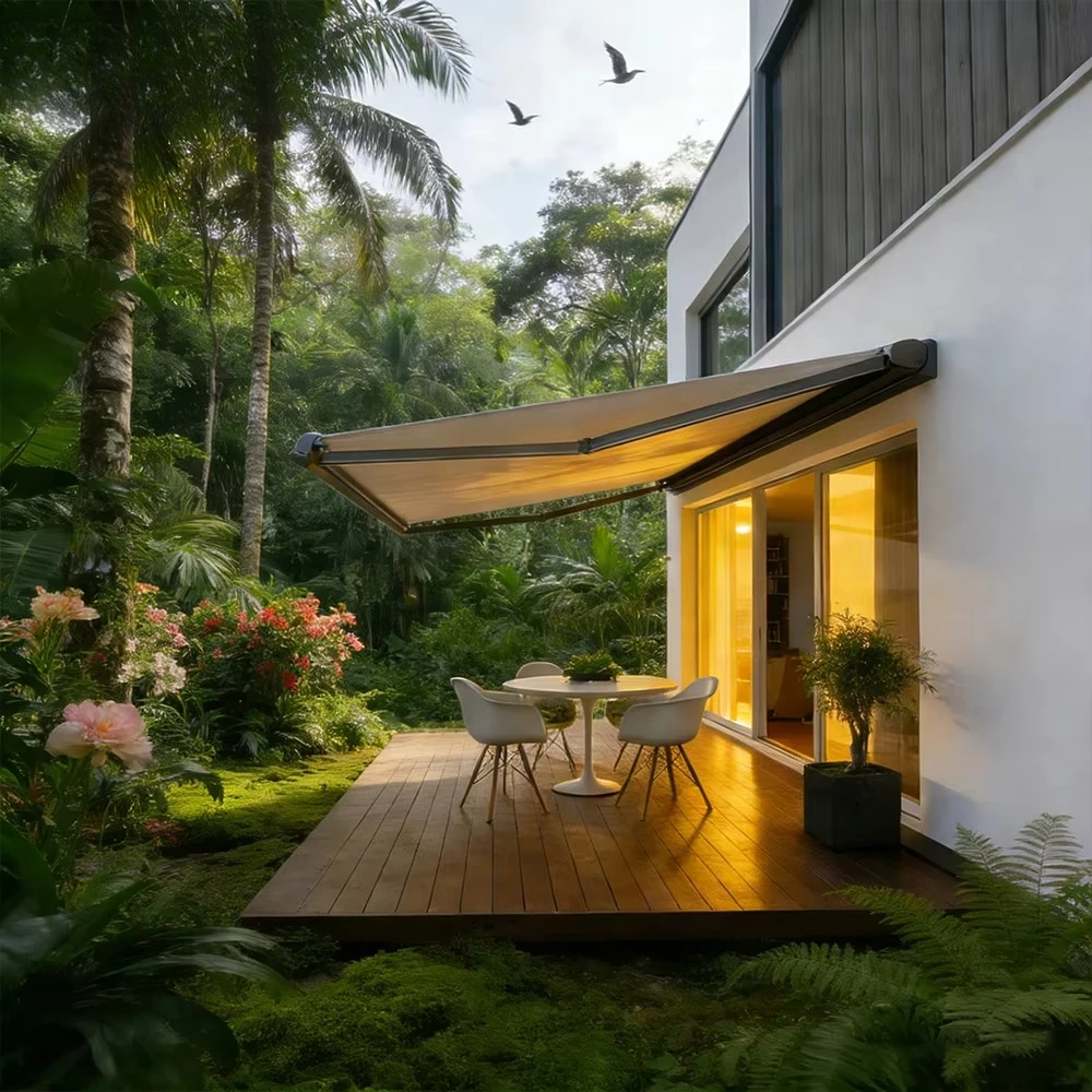 Electric Retractable Aluminum Frame Awning With Excellent UV Protection Outdoor Sunshade Waterproof Rain Cover For Parking