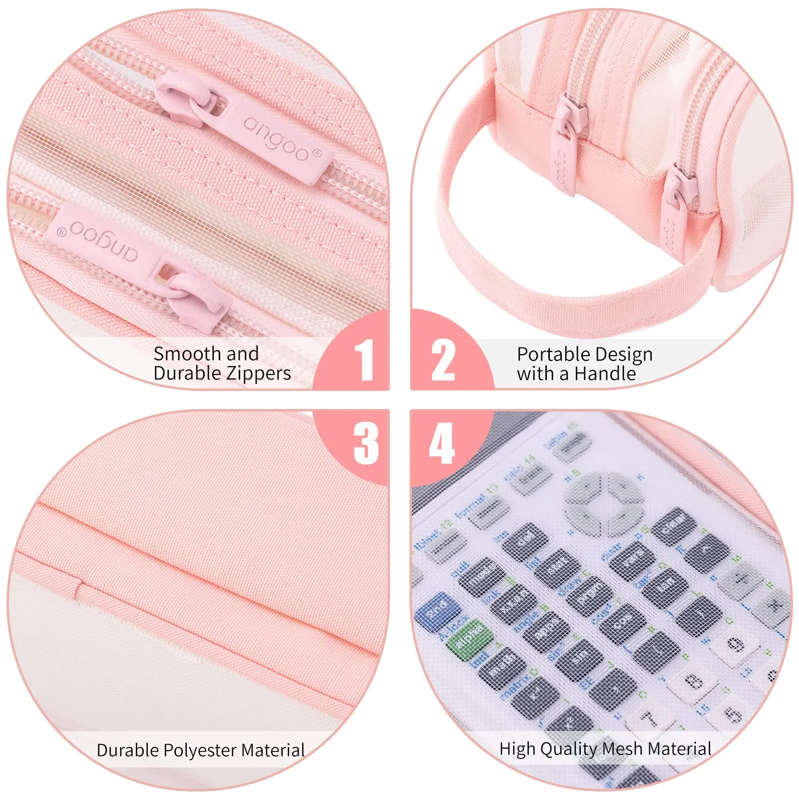 Large Mesh Pencil Case Double Layer Transparent Pencil Pouch, Handheld Multifunctional Cosmetic Bag, Suitable for School Office image 3