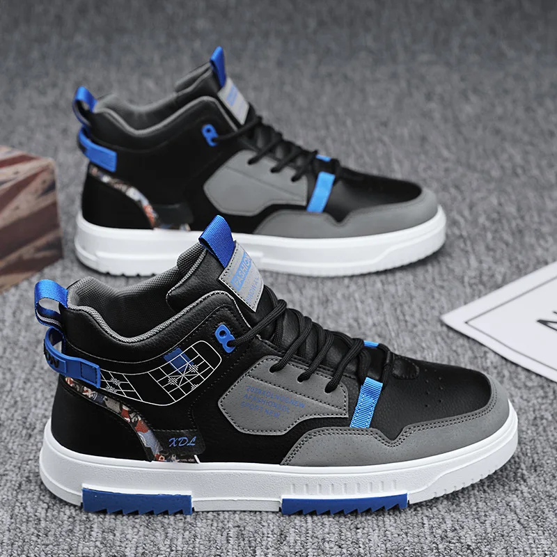 New breathable high top shoes for male students fashion matching small white shoes thick sole sports casual shoes spring men's s