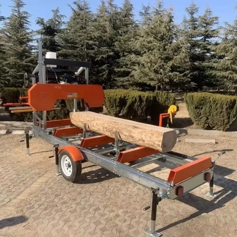 Portable Band Sawmill for Logs Horizontal Wood Cutting Machine Timber Lumber Board Processing Outdoor Farm
