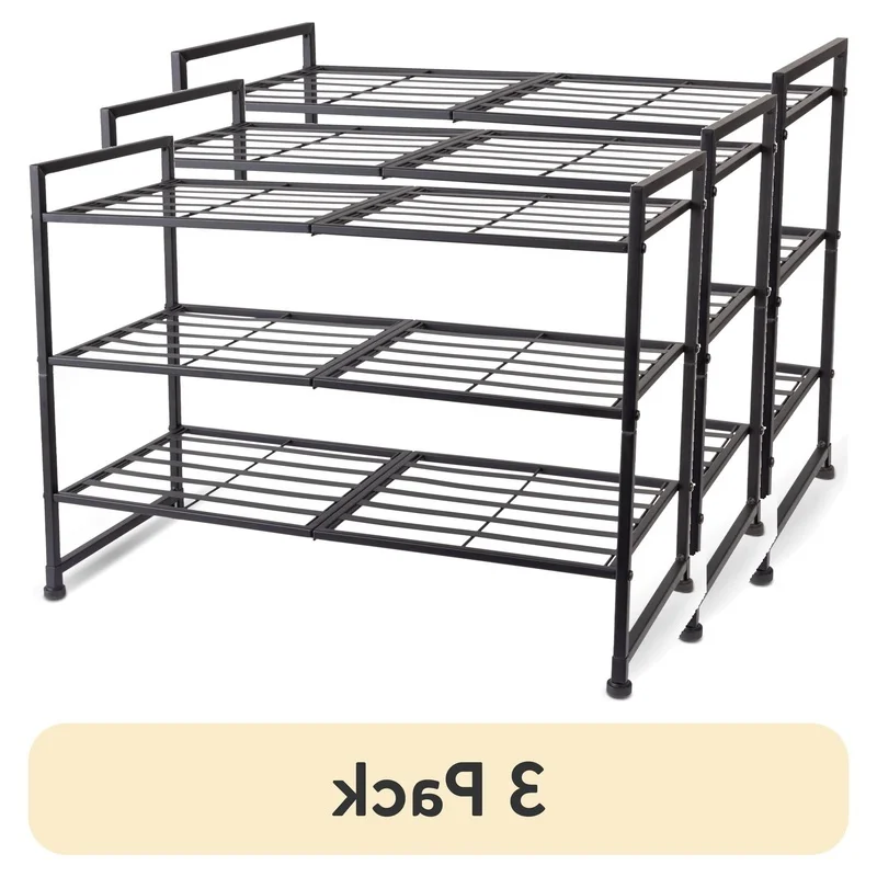

3 Pack 3 Tier Metal Shoe Rack Space Saving Storage Organizer Entryway Closet Bedroom 9 Pairs Footwear Display Durable Steel