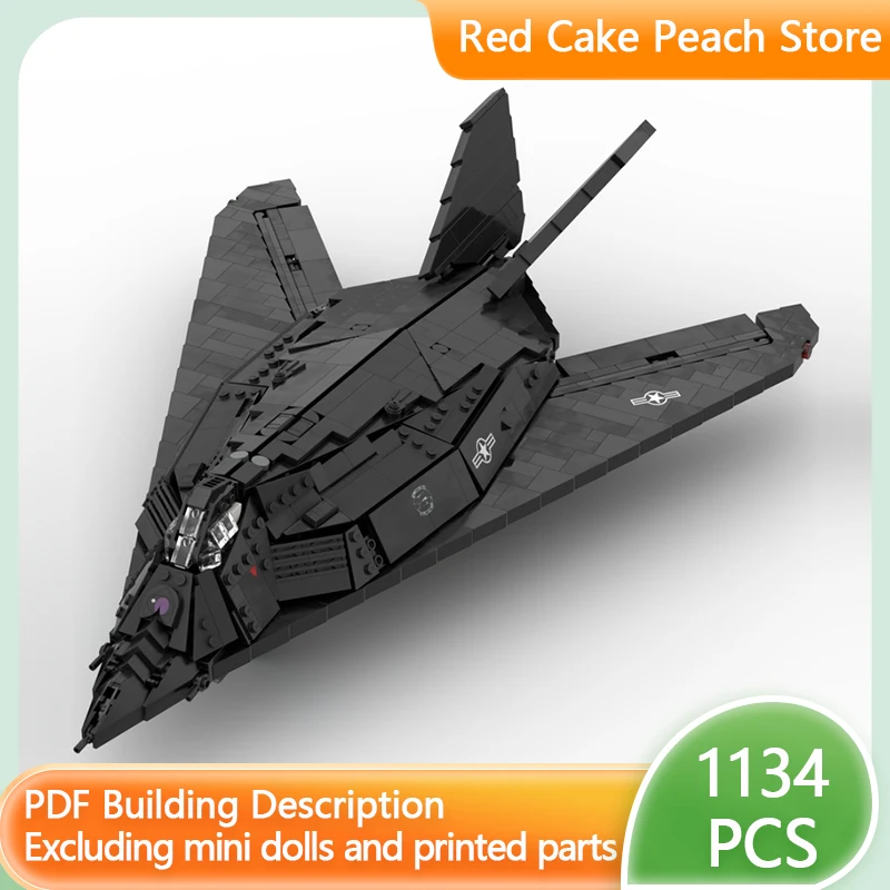 Modelo de aeronave militar moc tijolos de construção f117 nighthawk lutador tecnologia modular presentes feriado montar crianças brinquedos terno