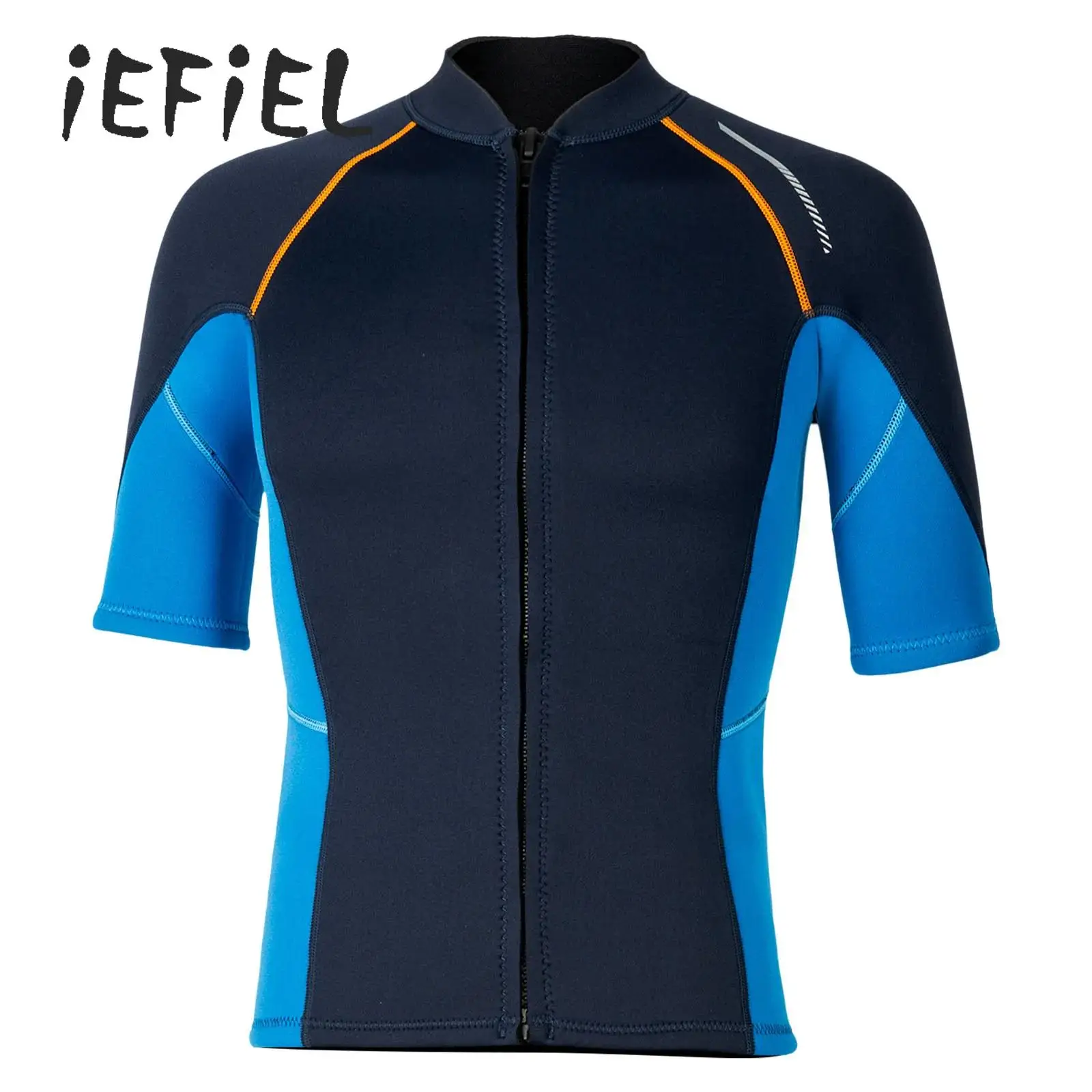1.5MM Neoprene Mens Wetsuit Top Short Sleeve Front Zip Swim Shirt Body Warmth Snorkeling Diving Swimming Surfing Jacket Suit