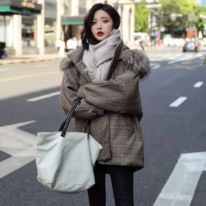 Parkas Women Faux Fur Collar Autumn Winter Fashion Keep Warm Thickened Coat Women Winter Jacket Office Lady