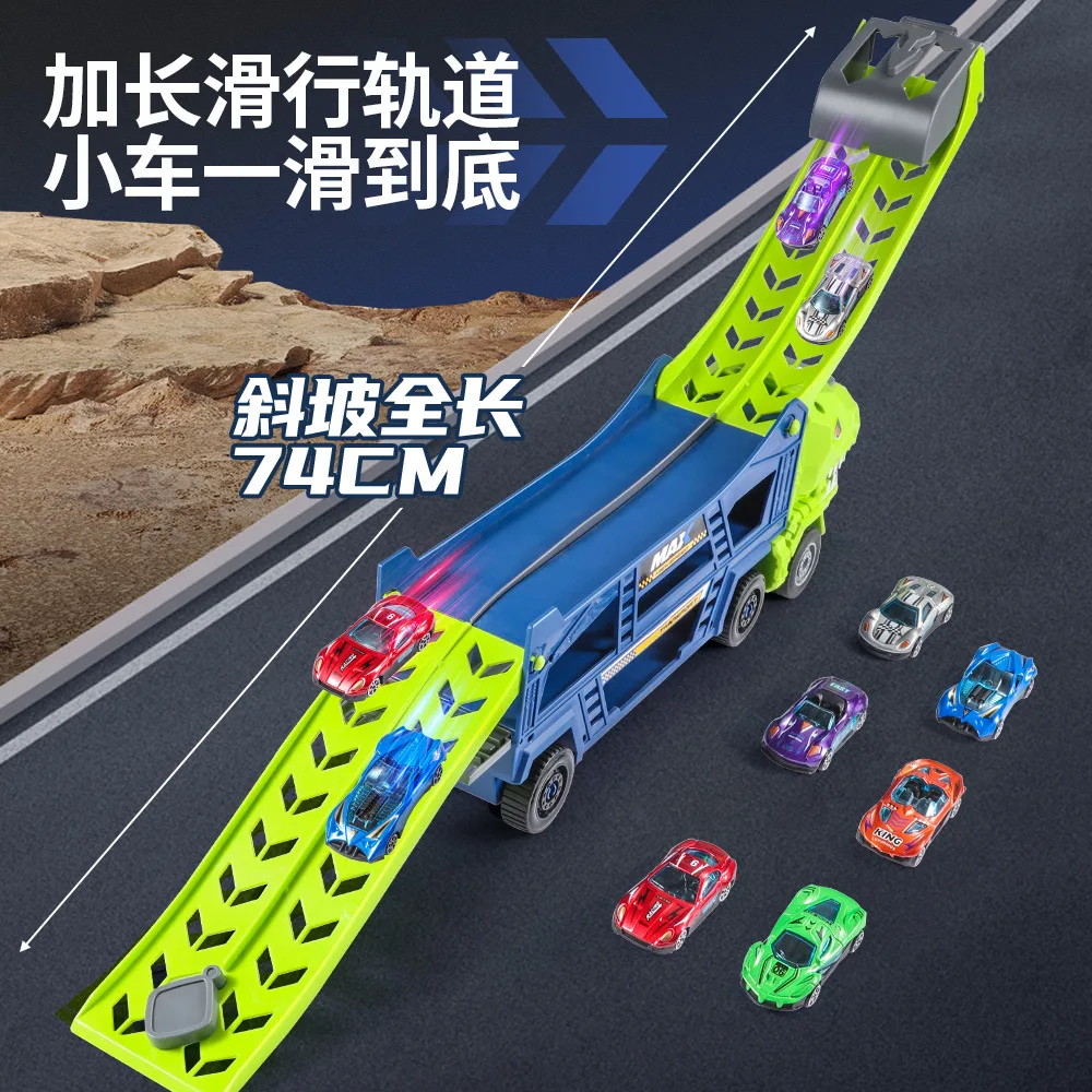 B440 dinossauro transporte engenharia veículo duplo dobrável pista planador competitivo grandes carros de brinquedo crianças e meninos presentes