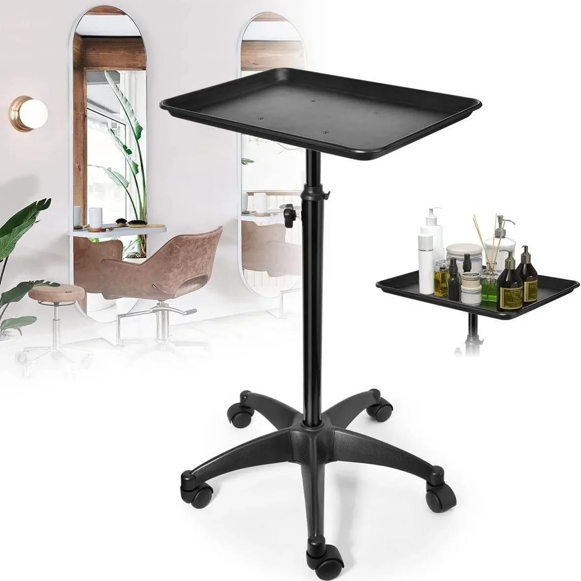 Hairdressing retractable tray Barber shop Metal cart Hair salon Storage storage Lifting tool cart