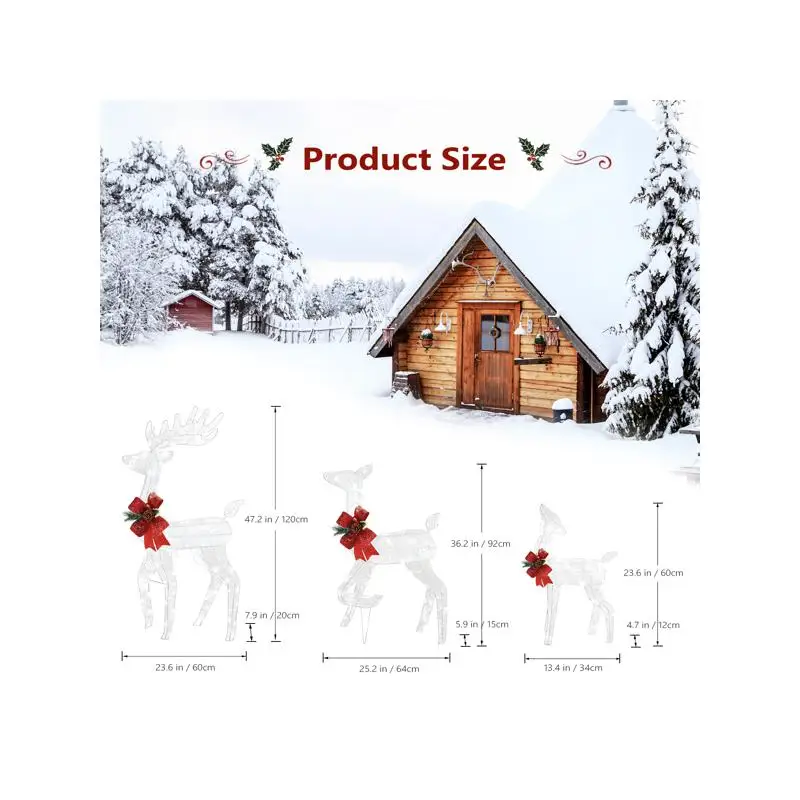 3 قطعة 54x20x122 سنتيمتر 30 فولت 3.6 واط الأسرة الأيائل الأبيض الإطار خيط القطن مسحوق البصل الأخضر حديقة الأيائل ديكور #3