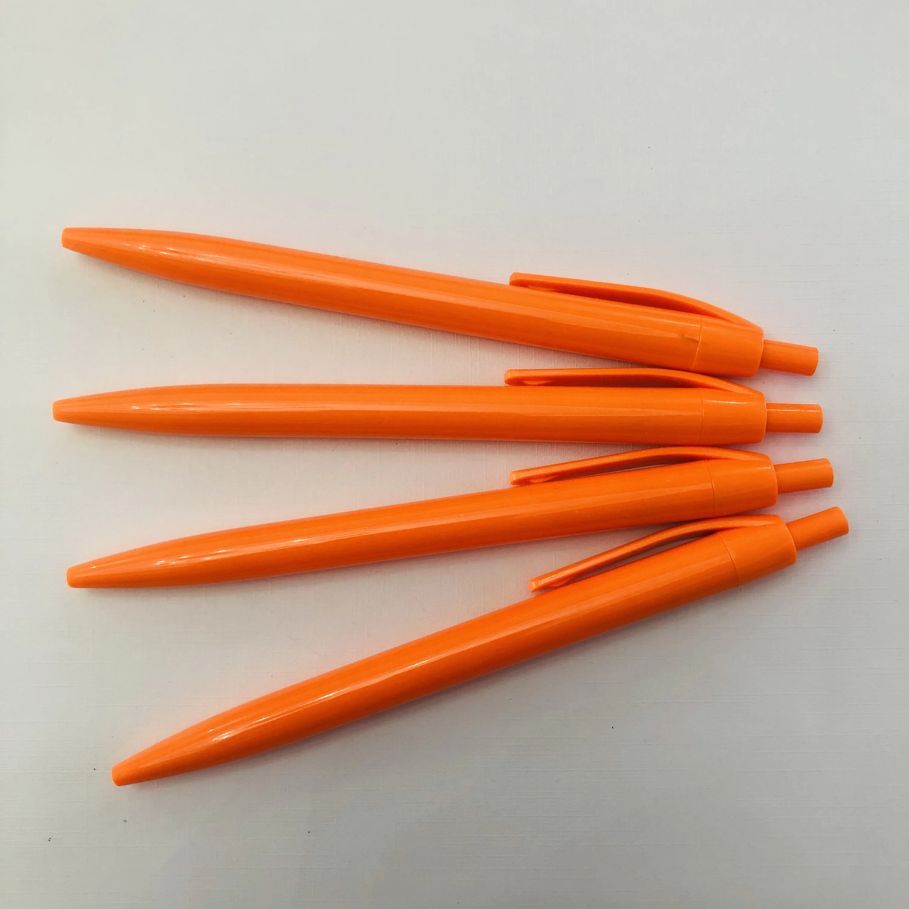 Low price simple plastic ballpoint logo pen orange ball pen brand custom logo for hotel school business