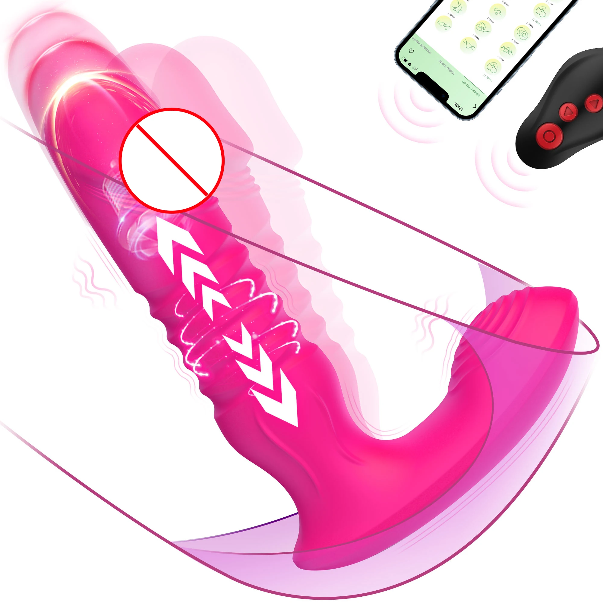 2 in 1 Dildo Female Panty Vibrator Dual Clitoris and G-spot Stimulator Vibrator for Women Silent APP and Bluetooths Sex Toys