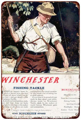 1950 Winchester Fishing Tackle Vintage Look Reproduction metal sign