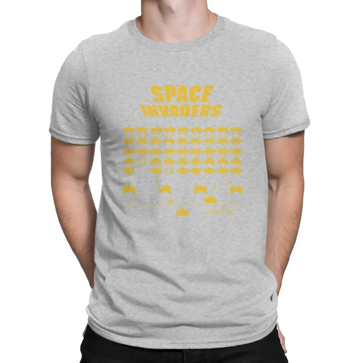 Space Invaders Short Sleeve Tee Shirt Birthday Gift Clothing Novelty Game T-Shirts for Men Crew Neck Pure Cotton T Shirts funny