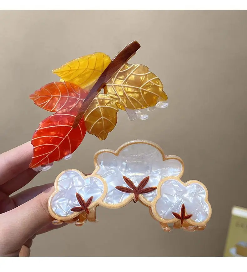 موضة الاكريليك يترك السنجاب القطن الجذع كراب دبوس الشعر للنساء الفتيات جديد الحيوان القرش مشبك شعر كليب اكسسوارات أداة