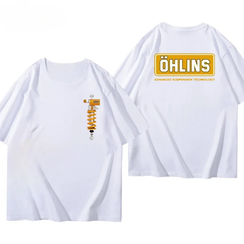 

2025 OHLINS Motorcycle Shock Absorbers Modified Cotton Printed Short Sleeves for Men and Women High-quality Luxury Edition
