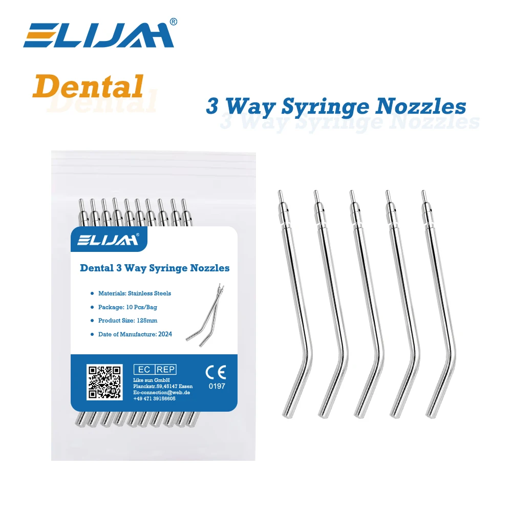 

10pcs Stainless Steel Dental Air Triple Syringe 3 Way Dental Air Water Spray Syringe Nozzles Tips For Teeth Whitening