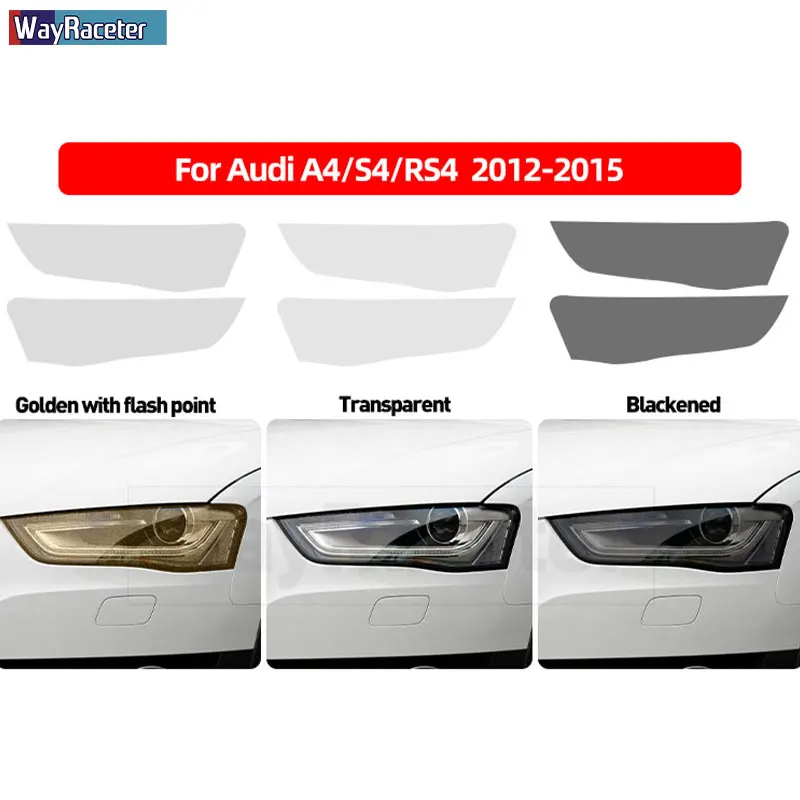 2 Pcs Car Headlight Protective Film Transparent Smoked Black TPU Sticker For Audi A4 B8 Facelift 2012 2013 2014 2015 S4 RS4 8K