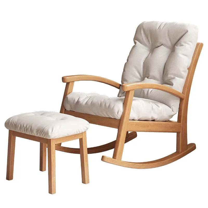 

All solid wood rocking chair household single sofa lazy leisure balcony recliner living room happy chair