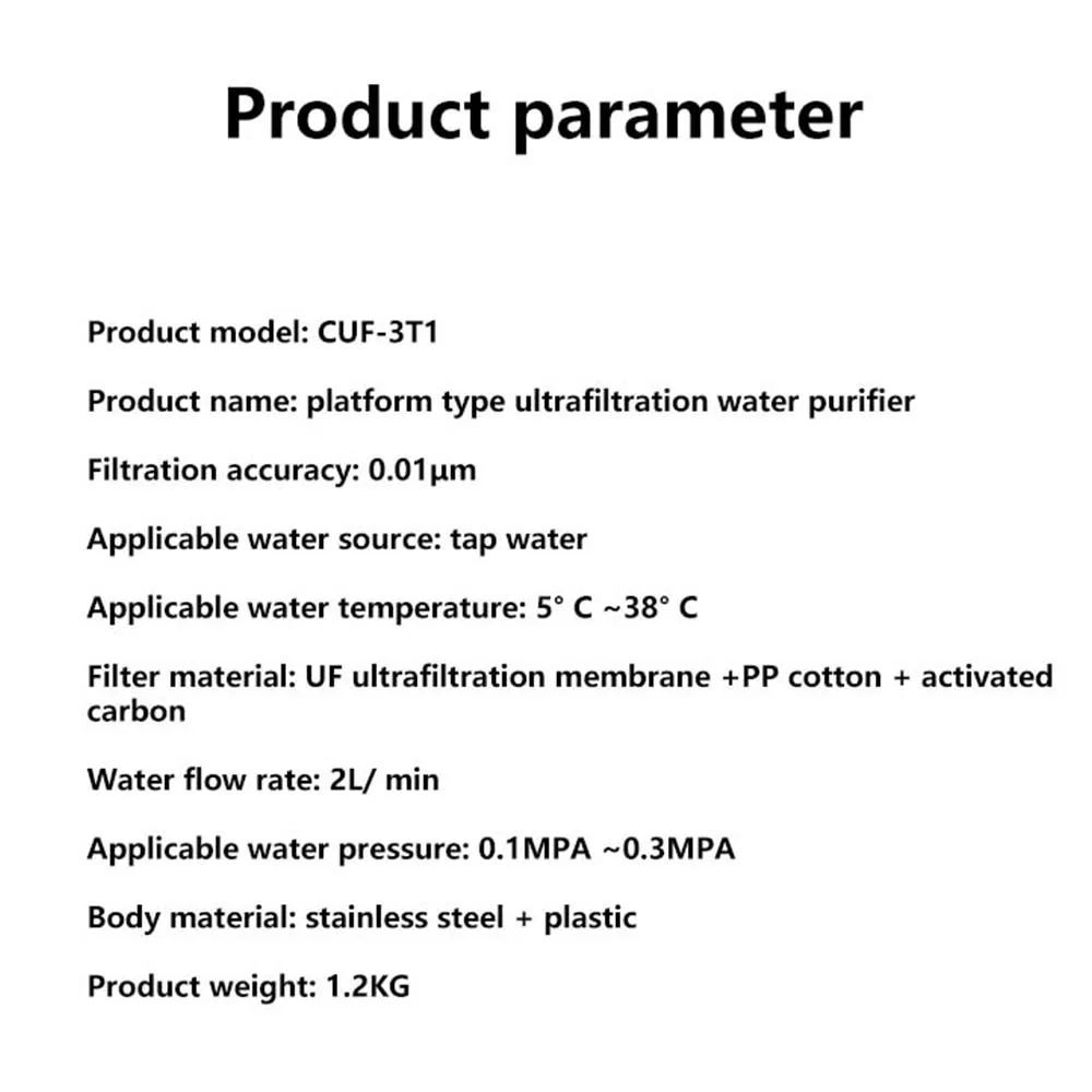 Pemurni air ultra ringan, Filter air meja dapur 304 Stainless Steel minum langsung