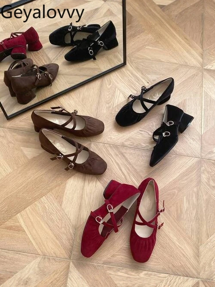 

Japanese French Retro Pleated Cross Strap Shallow Mouth Women's Shoes Sweet Princess Versatile Elegant Mary Jane Flats