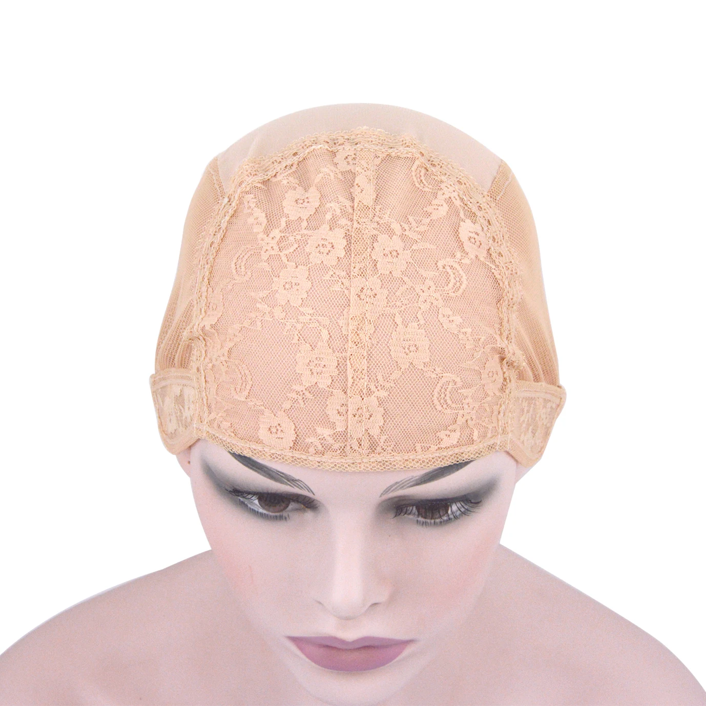 12Pcs Double Lace Wig Caps Weaving Dome Cap with Adjustable Strap Black/Blonde Stretchable Hair Net for Making Wigs