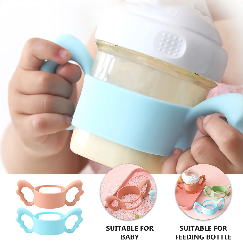 2 Pcs Infant Milk Bottle Handle Square Toddler Bottles for Toys Kids Handles Silica Gel Durable Mother