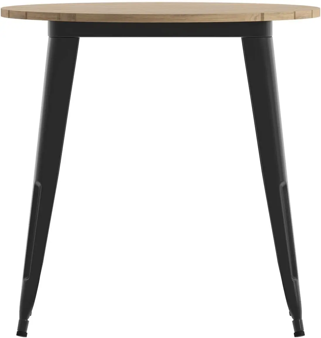 Declan Commercial Outdoor Dining Table, All Weather Poly Resin Top with Steel Base, 30" Round, Brown/Black