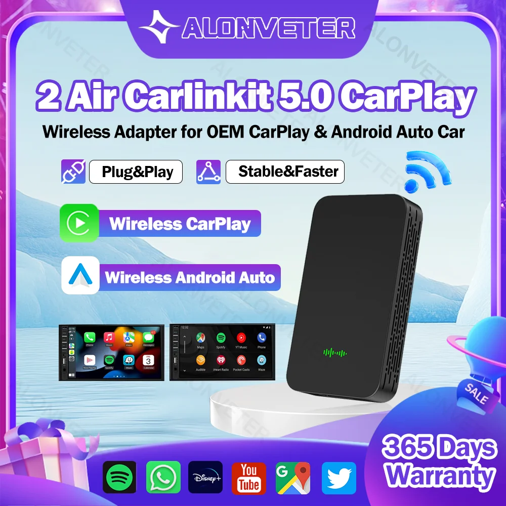 

Wireless CarPlay 2Air Carlinkit Portable Android Auto Box CarPlay Wireless Dongle For Car Radio with Wired CarPlay/Android Auto