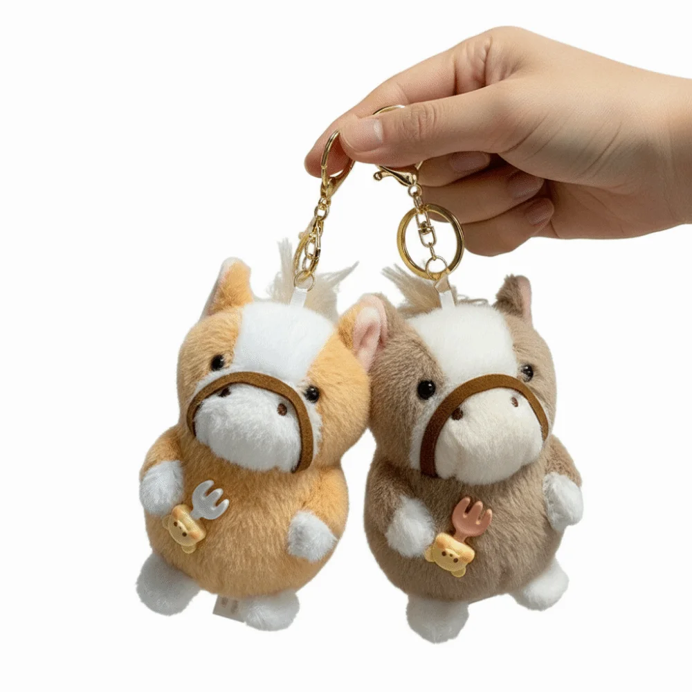 لطيف حصان صغير المفاتيح رقيق الملمس نابض بالحياة سنة الحصان ألعاب من نسيج مخملي سنة الحصان ألعاب من القطيفة أفخم المهر المفاتيح #2