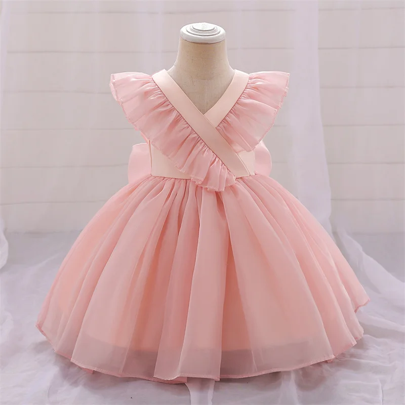 

Flower Infant Baby Girls 1st Years Birthday Dresses Tulle Fly Sleeve Christening Gowns Baby Baptism Clothes Princess Dresses